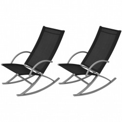 Sonata Градински люлеещи се столове, стомана и textilene, черни - Градински столове