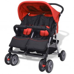 Sonata Бебешка количка за близнаци, стомана, червено и черно - Детски превозни средства