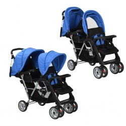 Sonata Бебешка количка - двойна, синьо и черно - Детски превозни средства