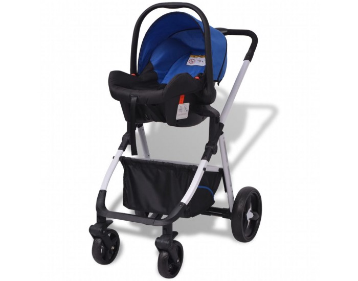 Sonata Бебешка количка, алуминиева, 3-в-1, синьо и черно -