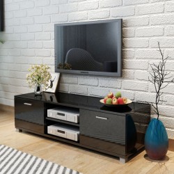 Sonata ТВ шкаф с гланцово покритие, черен, 140x40.3x34.7 cм - ТВ Шкафове