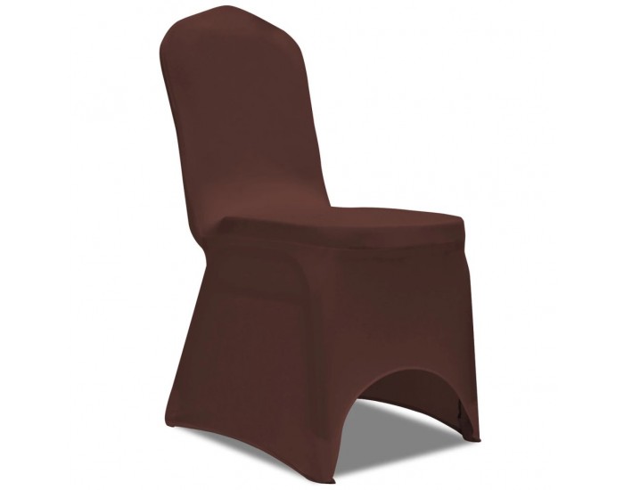Sonata Покривни калъфи за столове, еластични, 6 бр, кафяво -