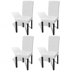 Sonata Покривни калъфи за столове, еластични, 4 бр, бели - Калъфи за мебели