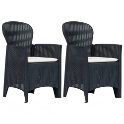 Sonata Градински столове, 2 бр, с възглавници, антрацит, пластмаса - Градински столове