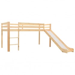 Sonata Високо детско легло с пързалка и стълба, бор, 97х208 см - Мебели за детска стая