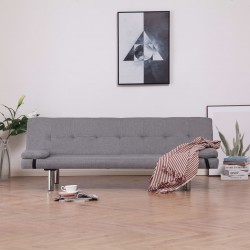 Sonata Разтегателен диван с две възглавници, светлосив, полиестер - Мека мебел