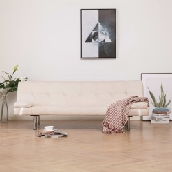 Sonata Разтегателен диван с две възглавници, кремав, полиестер - Мека мебел