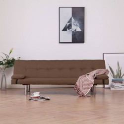 Sonata Разтегателен диван с две възглавници, кафяв, полиестер - Мека мебел