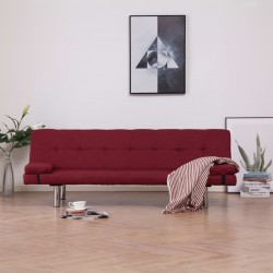 Sonata Разтегателен диван с две възглавници, виненочервен, полиестер - Мека мебел