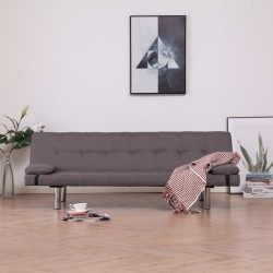 Sonata Разтегателен диван с две възглавници, таупе, полиестер - Мека мебел