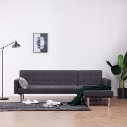 Sonata Разтегателен ъглов диван, тъмносив, полиестер - Мека мебел