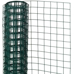 Nature Телена мрежа квадрат 0,5x2,5 м 13 мм стомана с пластмаса зелена - Огради