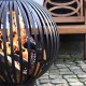 Esschert Design Кръгло огнище, ивици, черно, въглеродна стомана, FF400