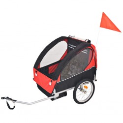 Sonata Детско ремарке за велосипед, червено и черно, 30 кг - Спорт и Свободно време