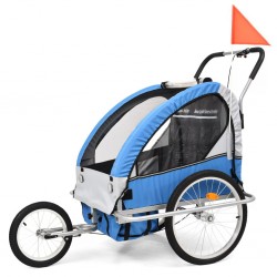 Sonata 2-в-1 Детско ремарке за велосипеди/количка, синьо и сиво - Спортове на открито