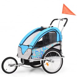 Sonata 2-в-1 Детско спортно ремарке за велосипеди, синьо и сиво - Спортове на открито