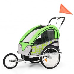 Sonata 2-в-1 Детско ремарке за велосипеди и количка, зелено и сиво - Спортове на открито
