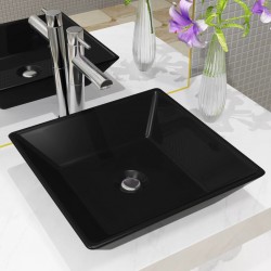 Sonata Керамична мивка, квадратна, черна, 41,5x41,5х12 см - Мивки и Смесители