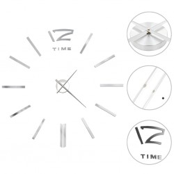 Sonata 3D стенен часовник, модерен дизайн, 100 см, XXL, сребрист - Сувенири, Подаръци, Свещи