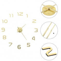 Sonata 3D стенен часовник, модерен дизайн, 100 см, XXL, златист - Сравняване на продукти