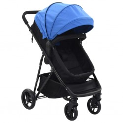 Sonata Детска/бебешка количка 2-в-1, синьо и черно, стомана - Детски превозни средства