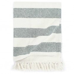 Sonata Декоративно одеяло, памук, ивици, 125x150 см, тъмнозелено - Спално бельо