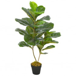 Sonata Изкуствено растение фикус лирата със саксия, зелено, 90 см - Изкуствени цветя