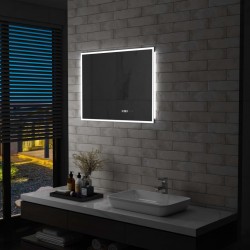 Sonata LED огледало за баня със сензор за допир и час, 80x60 см - Огледала
