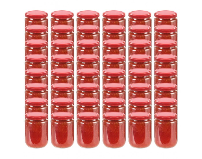 Sonata Стъклени буркани за сладко с червени капачки, 48 бр, 230 мл