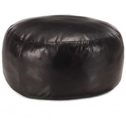 Sonata Пуф, черен, 60х30 см, естествена козя кожа - Мека мебел