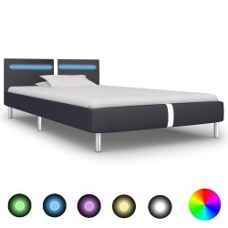 Sonata Рамка за легло с LED, черна, изкуствена кожа, 90x200 cм - Легла