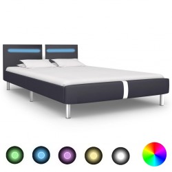 Sonata Рамка за легло с LED, черна, изкуствена кожа, 140x200 cм - Легла