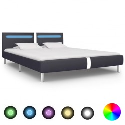 Sonata Рамка за легло с LED, черна, изкуствена кожа, 160x200 cм - Легла