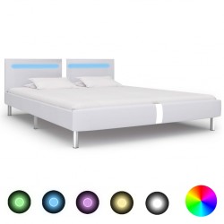 Sonata Рамка за легло с LED, бяла, изкуствена кожа, 180x200 cм - Легла