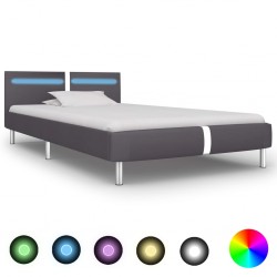 Sonata Рамка за легло с LED, сива, изкуствена кожа, 90x200 cм - Легла