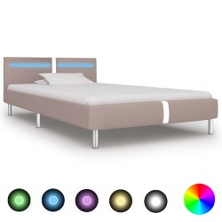 Sonata Рамка за легло с LED, капучино, изкуствена кожа, 90x200 cм - Легла