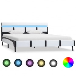 Sonata Рамка за легло с LED, бяла, изкуствена кожа, 120x200 cм - Легла
