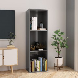Sonata Библиотека/ТВ шкаф, сиво със силен гланц, 36x30x114 см, ПДЧ - ТВ Шкафове