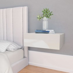 Sonata Нощно шкафче за стена, силен бял гланц, 40x30x15 см, ПДЧ - Нощни шкафчета