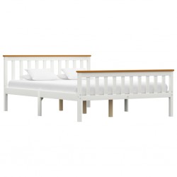 Sonata Рамка за легло, бяла, борова дървесина масив, 140x200 cм - Легла