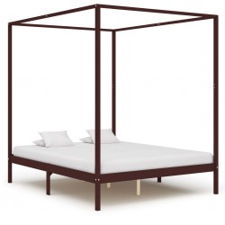 Sonata Рамка за легло с балдахин, тъмнокафява, бор масив, 180x200 см - Легла