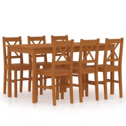 Sonata Трапезен комплект, 7 части, борова дървесина, меденокафяв - Комплекти маси и столове