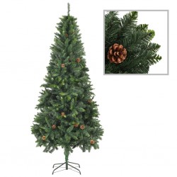 Sonata Изкуствено коледно дърво с шишарки, зелено, 210 см - Сезонни и Празнични Декорации