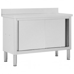 Sonata Работна маса с плъзгащи врати, 120x50x95 см, неръждаема стомана - Кухненски шкафове