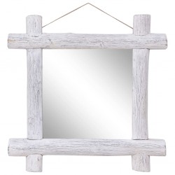 Sonata Огледало от трупи, бяло, 70x70 см, регенерирано дърво масив - Огледала