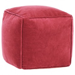 Sonata Пуф, памучно кадифе, 40x40x40 см, червен - Мека мебел