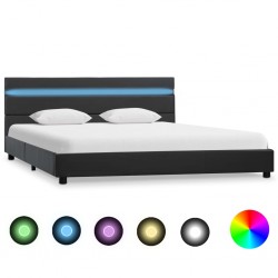 Sonata Рамка за легло с LED, сива, изкуствена кожа, 160x200 cм - Легла