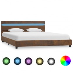 Sonata Рамка за легло с LED, кафява, текстил, 140x200 см - Легла