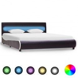 Sonata Рамка за легло с LED, черна, изкуствена кожа, 160x200 cм - Легла
