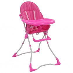 Sonata Високо бебешко столче за хранене, розово и бяло - Мебели за детска стая